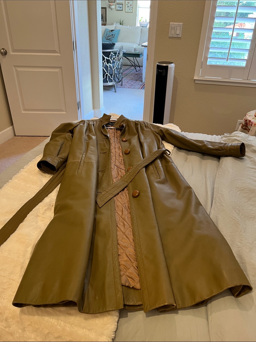 Dior Olive Green Leather Trench Coat - Picture 9 of 9